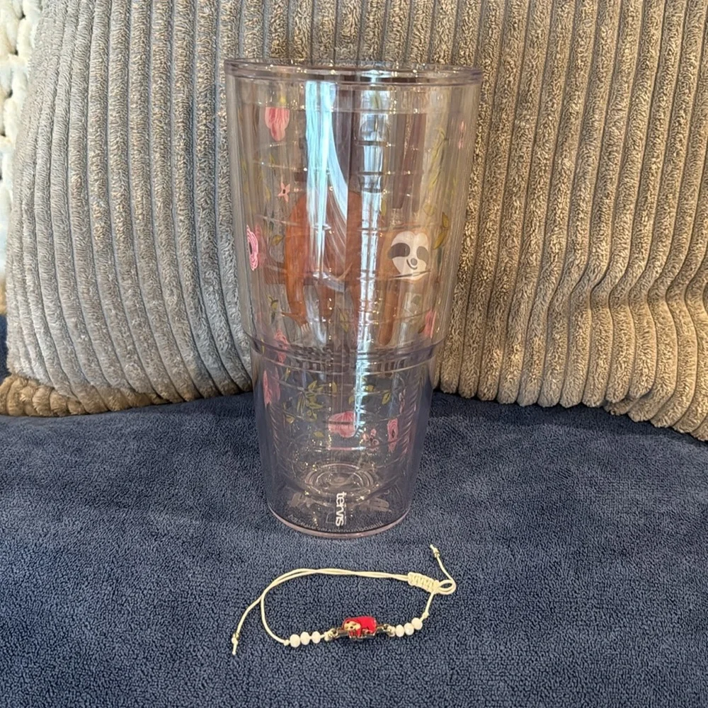 Tervis 24 Oz Tumbler Sloth “Nope not today” and Sloth bracelet